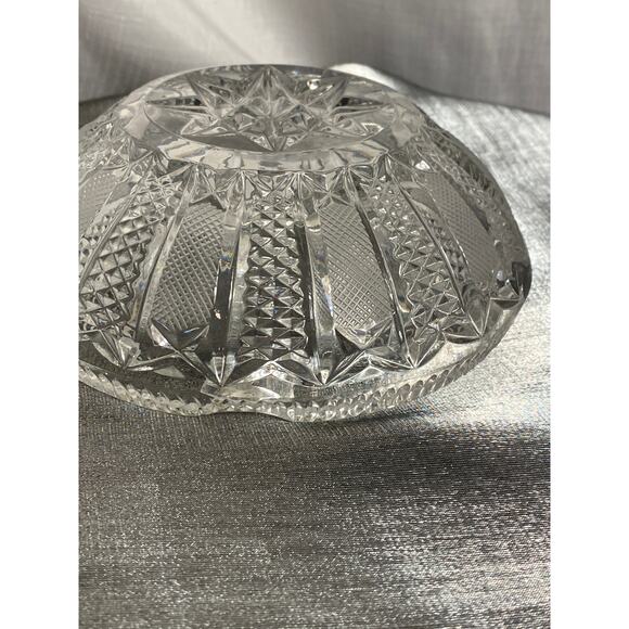 VTG Czech Bohemian (?) Cut Glass Crystal Ashtray 5.25 in Art Deco Star base EUC - Picture 15 of 16